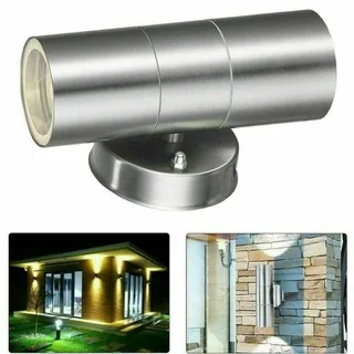 Stainless Steel Up Down Double Outdoor Wall Light PLUS 2 LED Light Bulbs. ON SPECIAL. Brand New Kits