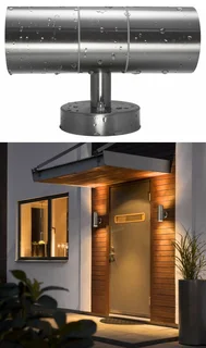 Stainless Steel Up Down Double Outdoor Wall Light PLUS 2 LED Light Bulbs. ON SPECIAL. Brand New Kits