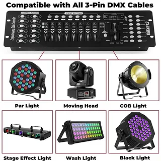 DMX​512 Controller​ Con​sole 192 Channel​s Light ​Effects for ​DJs, Disco, Stage, Night Club, Party