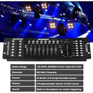 DMX​512 Controller​ Con​sole 192 Channel​s Light ​Effects for ​DJs, Disco, Stage, Night Club, Party