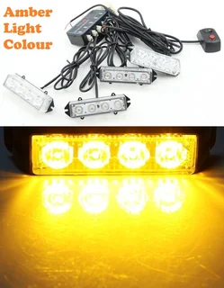 Amber Orange Yellow LED Flash Cluster Strobe Grille Lights 16LEDs (4x4pces). Brand New Products.