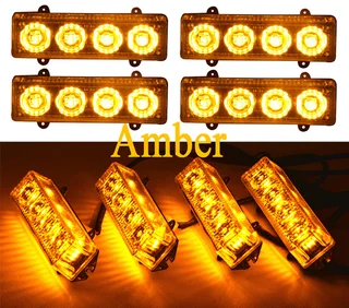 Amber Orange Yellow LED Flash Cluster Strobe Grille Lights 16LEDs (4x4pces). Brand New Products.