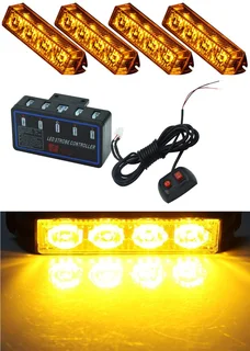 Amber Orange Yellow LED Flash Cluster Strobe Grille Lights 16LEDs (4x4pces). Brand New Products.