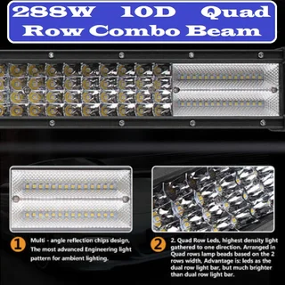 LED Light Bar 10D Quad Row Combo Beam Pattern DC10~32Volts in Cool White. Brand New Products.