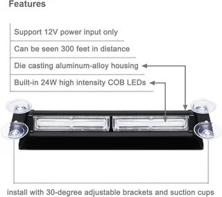 Cool White COB LED Vehicle Dashboard Flash Hazard Warning Windscreen Dash Light. Brand New Products.