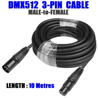 DMX512 Cable 3-Pin 10metres XLR Male Female for Audio, Sound, Visual Equipment. Brand New Products.
