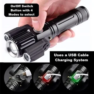 Fancy LED Torch Flashlight with 3 Heads. Novelty Portable, Rechargeable, Zoomable. Brand New Product