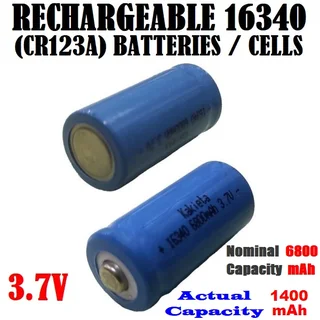 Set Of 2 Rechargeable 16340 CR123A 3.7V Lithium-ion Batteries/Cells. Brand New. Collections Allowed.