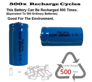 Set Of 2 Rechargeable 16340 CR123A 3.7V Lithium-ion Batteries/Cells. Brand New. Collections Allowed.