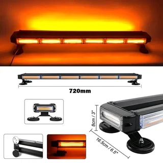 Double Side COB LED Strobe Flash Light Bar 12V. Amber Orange Yellow Magnetic Base. Brand New Product