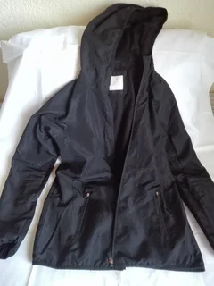 Black hooded sports jacket
