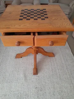 Table -Solid Oak with Chess Board Inlay - also other Furniture and Appliances