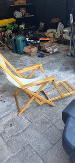 Sun Lounger wooden reclining oak wood - foldable reclining