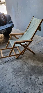 Sun Lounger wooden reclining oak wood - foldable reclining