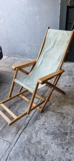 Sun Lounger wooden reclining oak wood - foldable reclining