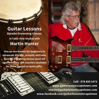 Guitar lessons, Ukulele lessons, Djembe drumming lessons