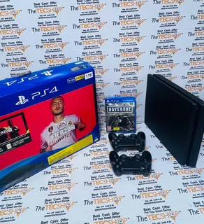 As New In The Box Sony PS4 Slim Edition 1 Game | 2 Controller Bundle With Accessories And Warranty