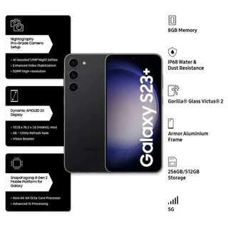 Excellent Condition In The Box 512GB Samsung Galaxy S23 Plus Black In Color, With All Accessories