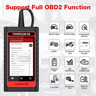 ThinkScan SD6 Diagnostic OBD2 Scanner 6 Systems, 5 Reset Functions Lifetime Free Updates R3799