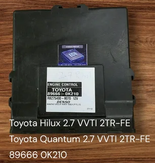 Toyota Hilux 2.7 VVTI 2TR-FE Engine CDE Petrol Management System *Toyota Quantum 2.7 VVTI 2TR-FE Eng