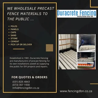 Precast fencing|Retainer walls|Gates|Automation|Razor wire|Razor spikes|Concrete floors|Paving