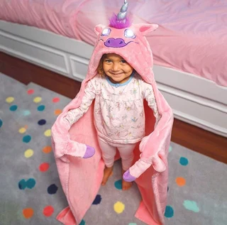 Ultra Soft Wearable Blanket with LED Light-Up Eyes for Kids