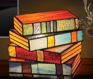 Handmade Book Stack Glass Lamp