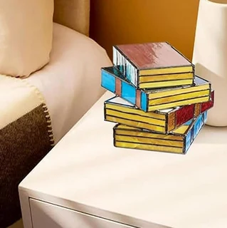 Handmade Book Stack Glass Lamp