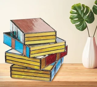 Handmade Book Stack Glass Lamp