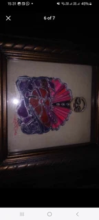 Framed Art By Cheryl Churnick Buddha Tribal  in a dark hardwood frame.Both in excellent condition