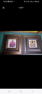 Framed Art By Cheryl Churnick Buddha Tribal  in a dark hardwood frame.Both in excellent condition