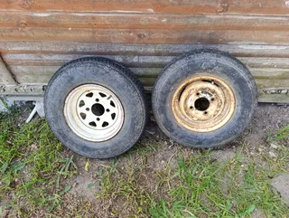 Trailer Tires and rims x 4  in good condition 10&#34;