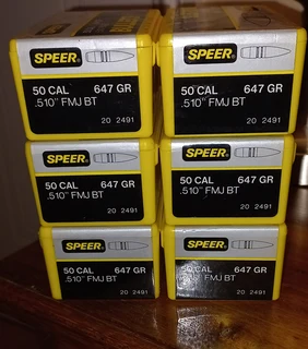 For Sale - Speer .50bmg Projectiles 647gr Fmjbt For Reloading