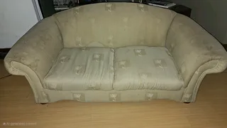 Couches 2 x fabric 3 seaters fawn beige color