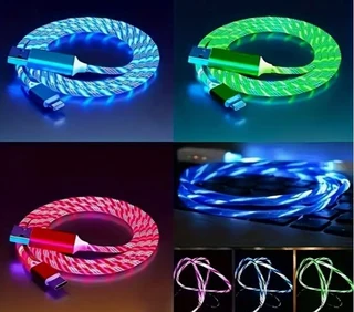 1pc Light Up Charging Cable LED Flowing Charing Cable For Type-C Interface.