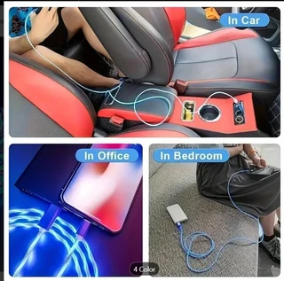 1pc Light Up Charging Cable LED Flowing Charing Cable For Type-C Interface.