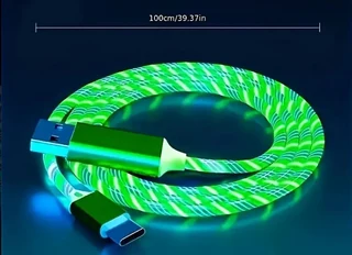 1pc Light Up Charging Cable LED Flowing Charing Cable For Type-C Interface.