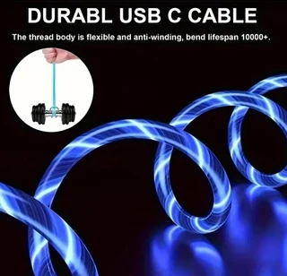 1pc Light Up Charging Cable LED Flowing Charing Cable For Type-C Interface.