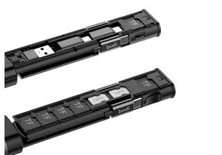 BUDI Multi Function Smart Adapter Data Wire SIM KIT TF Card Reader Storage Case Memory Expander