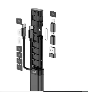 BUDI Multi Function Smart Adapter Data Wire SIM KIT TF Card Reader Storage Case Memory Expander