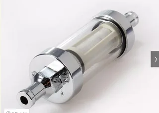 Re-useable inline filter 8MM 5/16 In & Out Chrome Glass Petrol