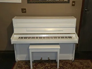 Refurbished satin white Otto Bach piano with delivery and tuning included in Gauteng