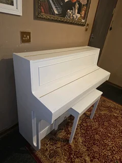 Refurbished satin white Otto Bach piano with delivery and tuning included in Gauteng