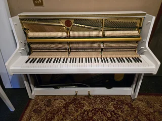 Refurbished satin white Otto Bach piano with delivery and tuning included in Gauteng