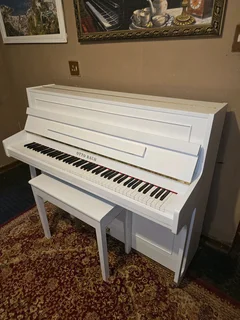 Refurbished satin white Otto Bach piano with delivery and tuning included in Gauteng