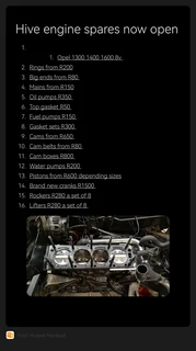 Opel cylinder heads blocks cranks gearbox on special