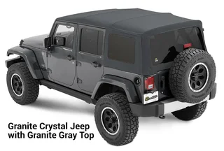 Jeep Wrangler JK soft top and rear plastic bumper.