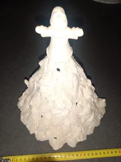 Chrìstmas tree ceramic with wild animals ready to paint and has holes for placing candle inside
