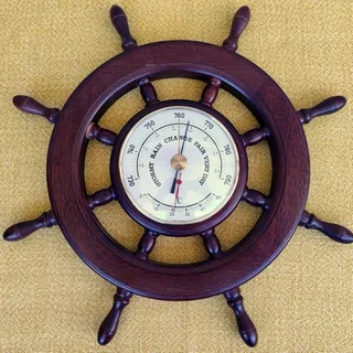 Stirring wheel Barometer, Thermometer in Brass Ø135 cm overall size Ø 42.5 cm