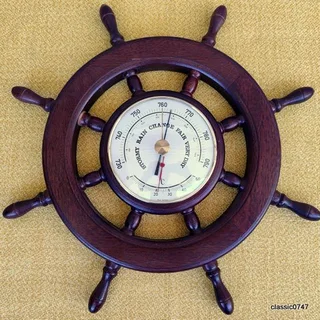 Stirring wheel Barometer, Thermometer in Brass Ø135 cm overall size Ø 42.5 cm